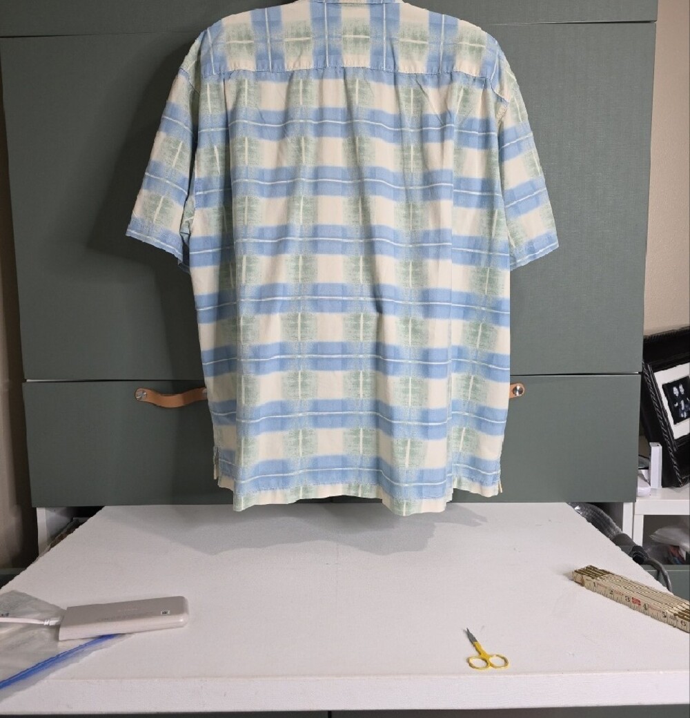 761 Tommy Bahama Men's Silk Cotton Blend Plaid Camp Shirt Blue Green XXL - Picture 3 of 5